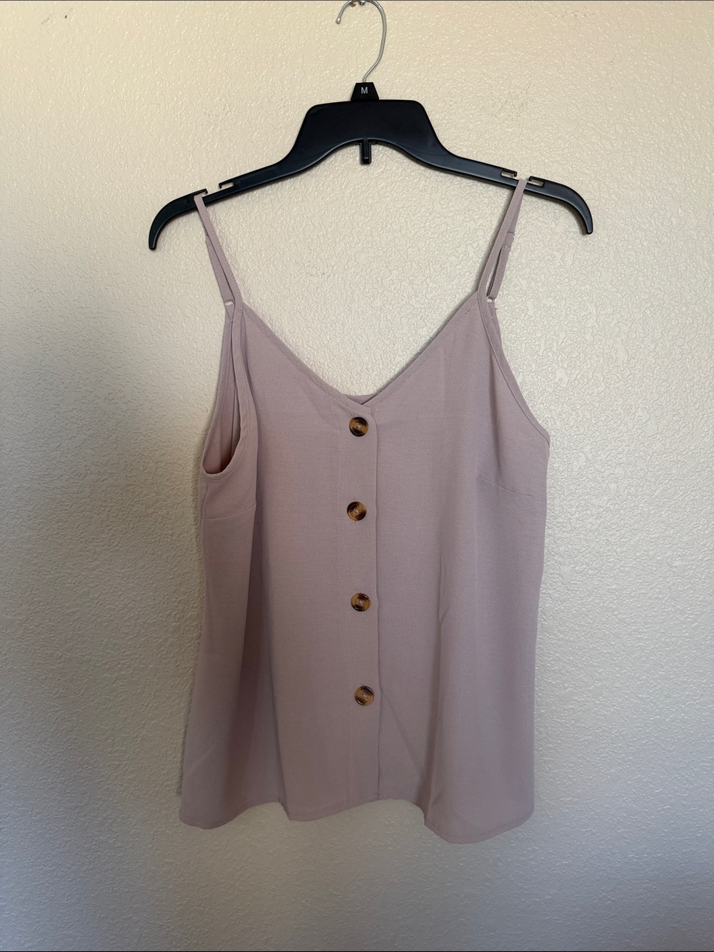 Women’s Neutral Beige Button-Front Spaghetti Strap Tank Top